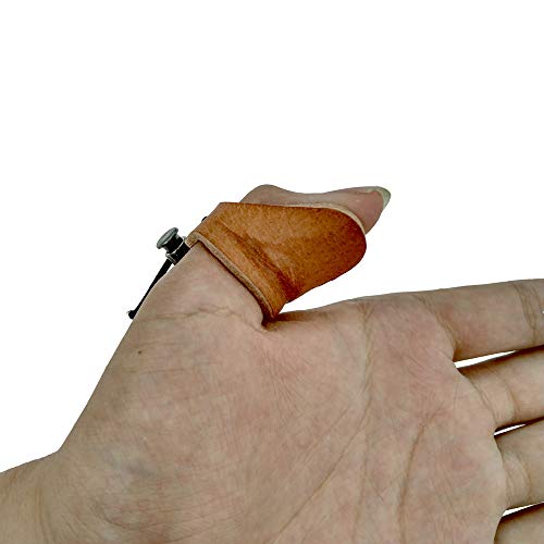 BaronHong Soft Leather Daumenring Archery Finger Protector für Mongolian Reurve Bow Fingerschutz für Traditional Bow (braun, M) von BaronHong