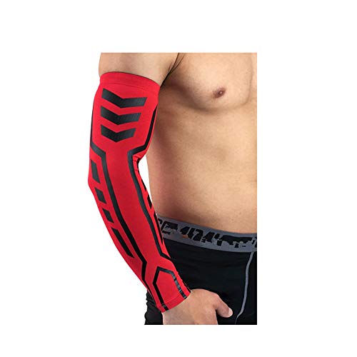 BaronHong Unisex Armmanschette UV Schutz Sport Compression Sleeves (rot, M) von BaronHong