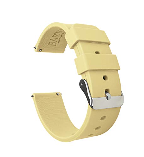 BARTON WATCH BANDS Silikon Schnellverschluß.- Wählen Sie Farbe & Breite (16mm, 18mm, 20mm or 22mm) Gelb 18mm Uhren armband von BARTON WATCH BANDS