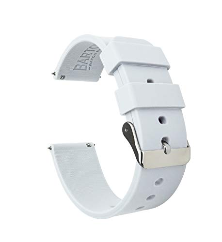BARTON WATCH BANDS Silikon Schnellverschluß.- Wählen Sie Farbe & Breite (16mm, 18mm, 20mm or 22mm) Weiss 20mm Uhren armband von BARTON WATCH BANDS