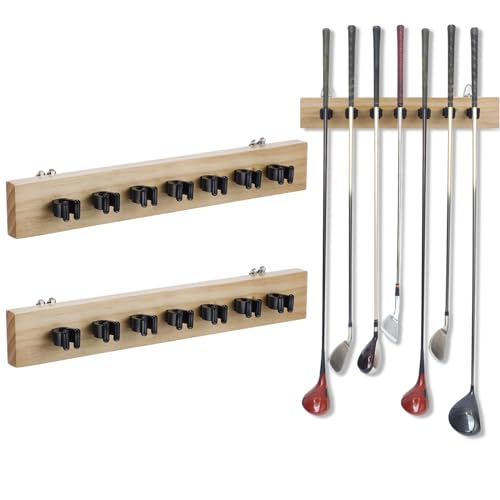 Barydat Golfschläger-Halter aus Holz, 7 Halterungen, Wandhalterung, Golfschläger-Organizer, Griff-Up-Golfschläger-Aufbewahrungsregal für Garage, Golfschläger-Aufhänger für 17 mm Golfschläger, Putter, von Barydat