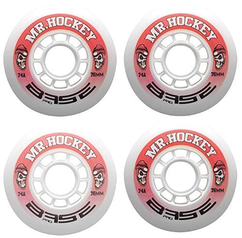 BASE Unisex – Erwachsene Inlinerrollen Indoor Rollen „Mr. Hockey“ Pro | 74A Härte | starker Grip | weiß | für alle gängigen Inliner-Marken geeignet | 80 mm von BASE