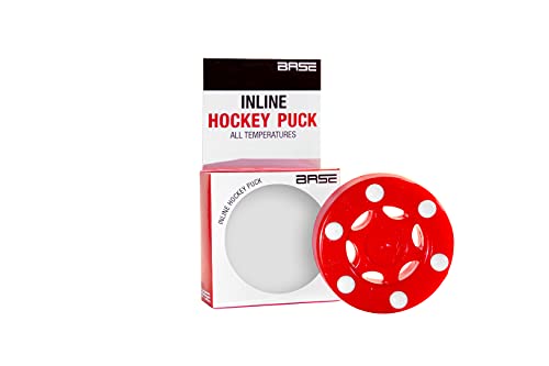 Base Puck Pro I 6-Button Konstruktion I Ideal für Glatte Beläge I Für alle Temperaturen I Inline-und Street Hockey I Rot, 8 cm von Base