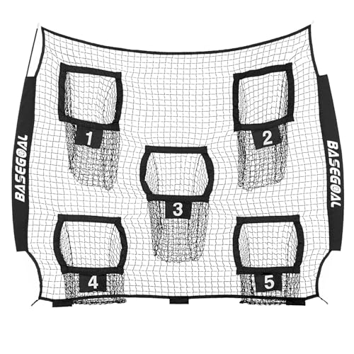 BaseGoal Fußball-Ersatznetz (nur Netz), robust, knotenlos für Fußball-Wurftraining, verbessert QB-Wurfgenauigkeit (2,1 m x 2,1 m, schwarz) von BaseGoal