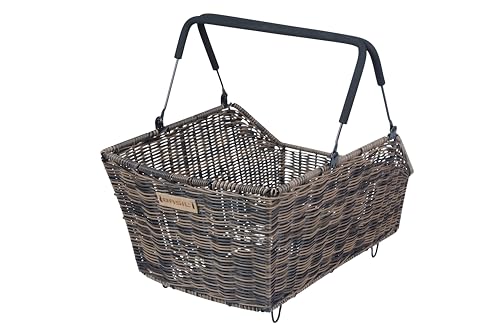 Basil Cento Rattan Look Multi System Fahrradkorb - Hinten, 22L, Braun, Wetterfest, inkl. Multi NX Boden, passend für alle gängigen Gepäckträgersysteme (MIK, Racktime, Cube Acid) von Basil