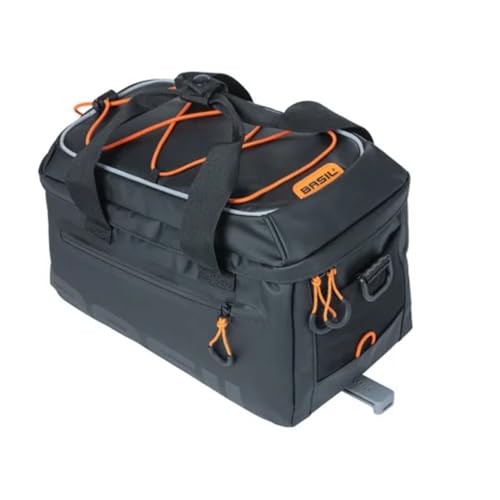 Basil Miles Tarpaulin - Gepäckträgertasche MIK - 6 Liter - schwarz/orange - Rolltop-Verschluss und Wasserdicht (IPX3) von Basil