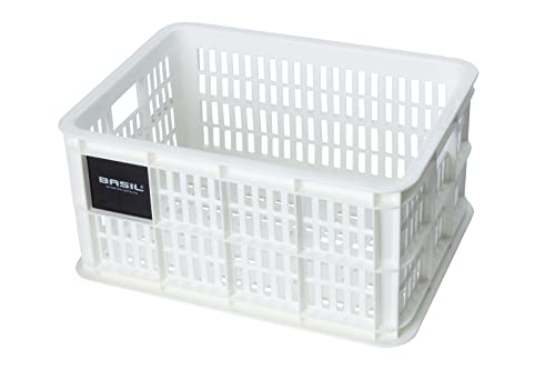 Basil Unisex – Erwachsene Crate S Vorderradkorb, Bright White, 29 x 39.5 x 21 cm von Basil