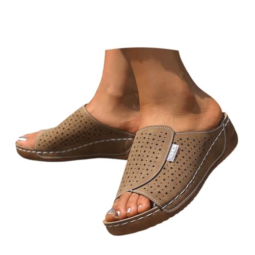 sandalen breite füße damen, Sandalen Damen Ergonomische & Rutschfeste Orthopädische - Sandaletten zur Schmerzlinderung Pantoletten Leicht Bequem Damenschuhe Keilsandalen Sommerschuhe Schlappen von Bastwahl