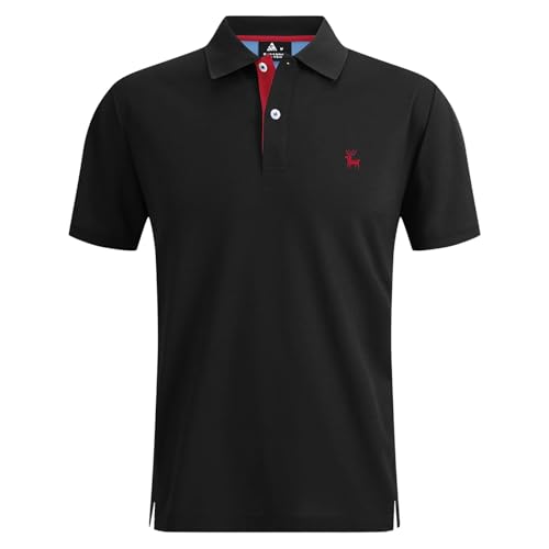 Polo Shirt Herren,Poloshirt Herren Kurzarm Modern mit Brusttasche T-Shirts Polohemd Freizeit Sommer Sommershirts mit Lässigem Kragen Atmungsaktiv Oberteile Schwarz 3XL von Bastwahl