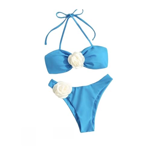 Feste Farbhängende Hals -Tauchblumen Zwei Tragen Bikini Bikini Beach Frauen Badeanzug von BatCAR