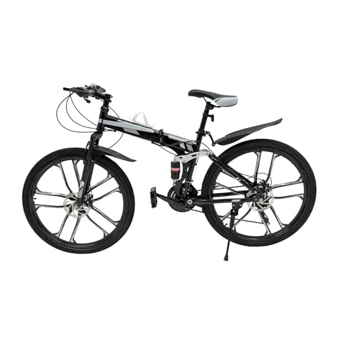 26 Zoll Mountainbike Faltrad mit Dual Shock Federungsrahmen | Scheibenbremsen | Vollgefedert | 21 Gänge | Empfohlen für Männer und Frauen | Hochwertiges Kohlenstoffstahl | Leichtes und robustes Design von Bathrena