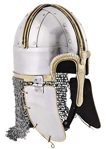 Battle-Merchant Coppergate Helm mit vernieteter Kettenbrünne - Wikingerhelm mit Nasal von Battle-Merchant