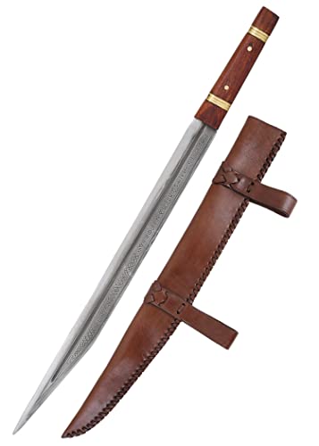 Battle-Merchant Sax von Beagnoth mit Scheide aus Leder | Erwachsenen Wikingerschwert | Gravierte Nachbildung des Themsenschwerts von Battle-Merchant