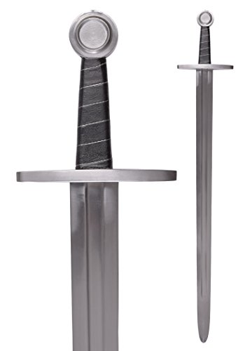 Battle-Merchant Schaukampf Schwert mit Scheide | Hochmittelalter Einhänder für den Schaukampf | Echt Metall Normannen Schwert für Erwachsene von Battle-Merchant