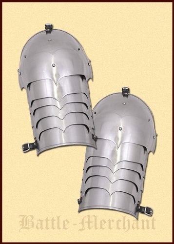 Battle-Merchant Schulterplatten, Paar, 7-teilig aus 1,6mm Stahl für Schaukampf - Mittelalter - LARP von Battle-Merchant