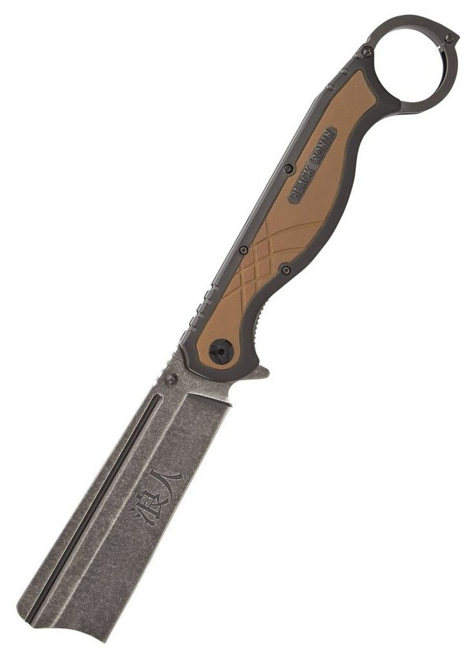 Taschenmesser Black Ronin Straight Razor Einhandmesser mit ABS mit TPR-Einlagen Griff von Battle Merchant