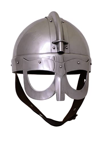 Battle-Merchant Wikinger Brillenhelm | Mittelalter Helm aus Stahl | Wikinger Metall Helm für Deko und Schaukampf | Brillenhelm für Erwachsene | Größe L von Battle-Merchant