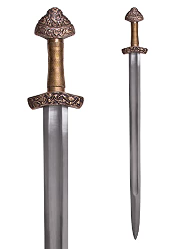 Battle-Merchant Wikinger Schwert mit Scheide | Dybeck, ca. 11. Jh. | Mittelalter Deko Breitschwert | Einhänder echt Metall | Ritterschwert aus Federstahl von Battle-Merchant
