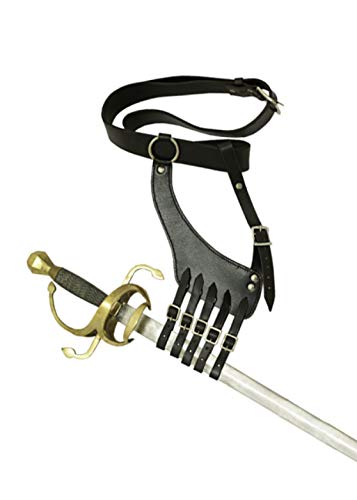 Gürtel mit Schwerthalterung, Bandelier, schwarzes Leder - Schwertgürtelhalter - Schwerthalter - Mittelalter von Battle-Merchant