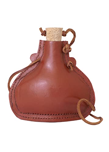 Mittelalterliche Feldflasche aus Stahl 0,5 Liter mit Leder bezogen Trinkflasche LARP Hängegrill Lager von Battle-Merchant