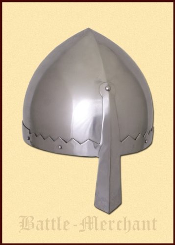 Battle-Merchant Normannischer Nasalhelm mit Lederinlay - Wikingerhelm - Normannen - Helm LARP - Wikinger von Battle-Merchant