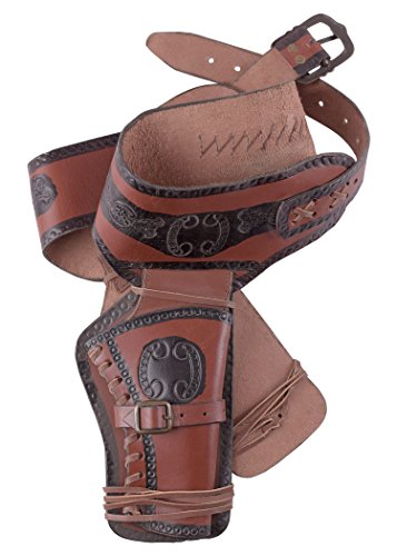 Battle-Merchant Westernholster aus Leder Revolvergürtel Revolver mit Zwei Holster Cowboy Western Pistolengürtel von Battle-Merchant