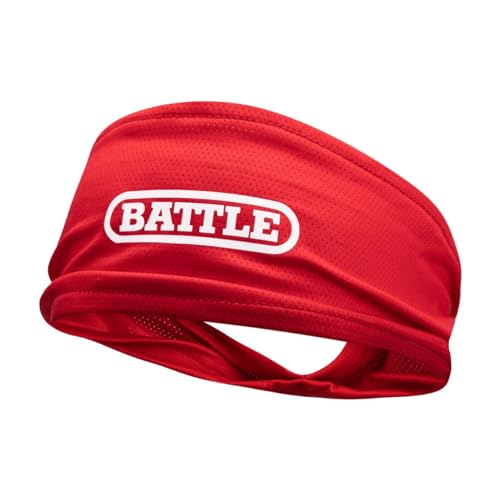 Battle Leichtes Netz-Stirnband mit Fußball-Schädel für unter dem Helm, feuchtigkeitsableitendes Stirnband, ab 8 Jahren, Rot von Battle