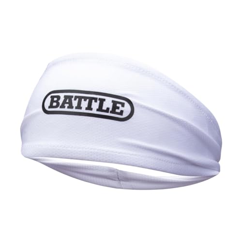 Battle Leichtes Netz-Stirnband mit Fußball-Schädel für unter dem Helm, feuchtigkeitsableitendes Stirnband, ab 8 Jahren, Weiß von Battle