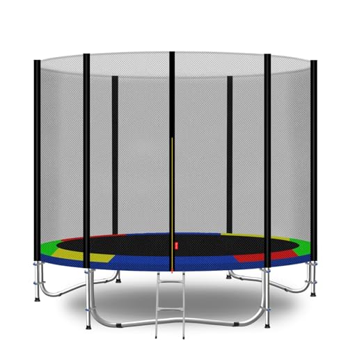 Baunsal® Trampolin Outdoor Ø 244 cm (EXD) bunt als Komplettset mit Federabdeckung, Sprungmatte, Netz und Leiter - Gartentrampolin Spielzeug für Kinder von Baunsal