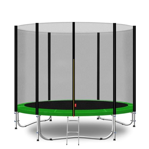 Baunsal® Trampolin Outdoor Ø 244 cm (EXD) hellgrün als Komplettset mit Federabdeckung, Sprungmatte, Netz und Leiter - Gartentrampolin Spielzeug für Kinder von Baunsal