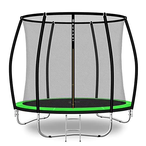 Baunsal® Trampolin Outdoor Ø 244 cm (FGIS) hellgrün Komplettset Sprungmatte mit Netz und Leiter Gartentrampolin Outdoor Spielzeug Kinder Trampolin Kinder Outdoor Spielzeug Garten von Baunsal