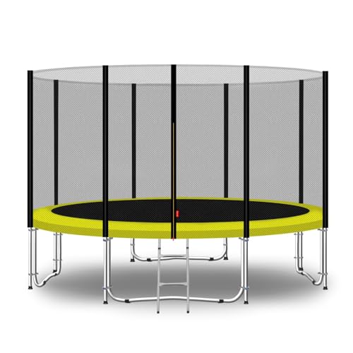 Baunsal® Trampolin Outdoor Ø 305 cm (EXD) gelb als Komplettset mit Federabdeckung, Sprungmatte, Netz und Leiter - Gartentrampolin Spielzeug für Kinder von Baunsal