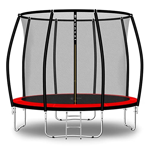 Baunsal® Trampolin Outdoor Ø 305 cm (FGIS) rot Komplettset Sprungmatte mit Netz und Leiter Gartentrampolin Outdoor Spielzeug Kinder Trampolin Kinder Outdoor Spielzeug Garten von Baunsal