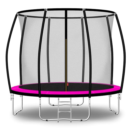 Baunsal® Trampolin Outdoor Ø 335 cm (FGIS) pink-schwarz als Komplettset Gartenspielzeug Kindertrampolin Gartentrampolin rund Garten Spielzeug für Kinder von Baunsal