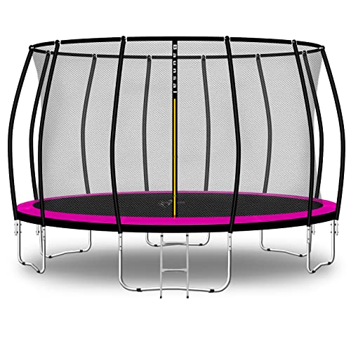 Baunsal® Trampolin Outdoor Ø 427 cm (FGIS) pink Komplettset Sprungmatte mit Netz und Leiter Gartentrampolin Outdoor Spielzeug Kinder Trampolin Kinder Outdoor Spielzeug Garten von Baunsal