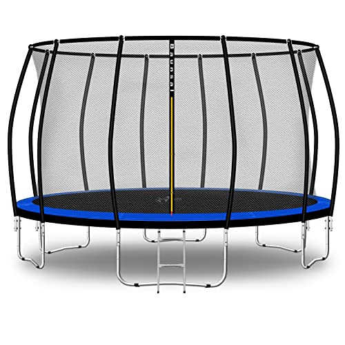 Baunsal® Trampolin Outdoor Ø 487 cm (FGIS) blau Komplettset Sprungmatte mit Netz und Leiter Gartentrampolin Outdoor Spielzeug Kinder Trampolin Kinder Outdoor Spielzeug Garten von Baunsal