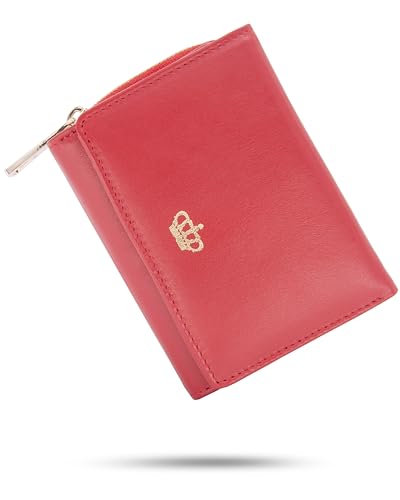 Baur Damen Geldbörse | Echtleder-Geldbeutel mit RFID Schutz | Kleines Portemonnaie mit Kartenfächer und Münzfach | Weiches Vollleder | Geldtasche mit Druckknopfverschluss (Rot) von Baur since 1976