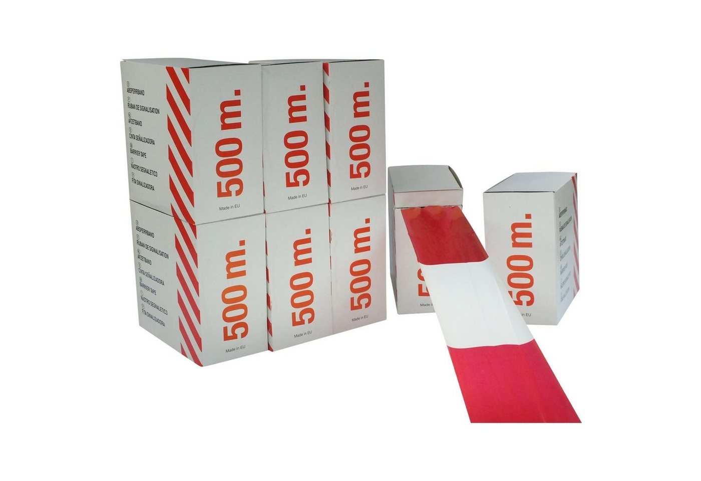 BauSupermarkt24 Hinweisschild 6 x Folien-Absperrband 500 x 0,80 m Flatterband rot weiß von BauSupermarkt24