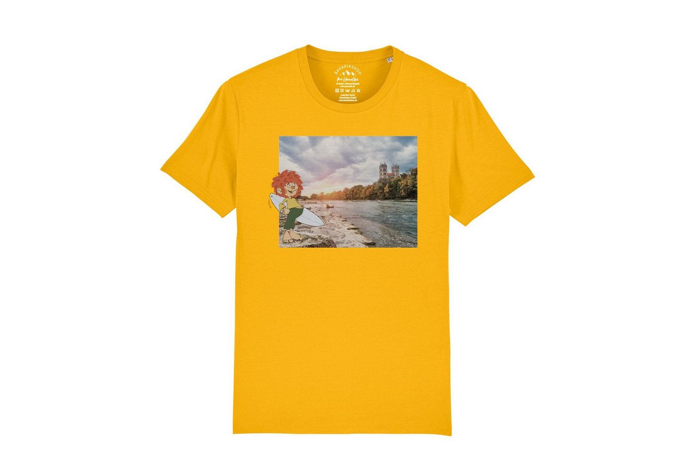 Bavariashop T-Shirt ®Pumuckl Herren T-Shirt "Surfer-Kobold" von Bavariashop