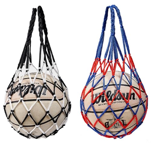 Ballnetz Net Tasche,Tragbare Ballnetz,Sports Netztasche für Bälle,Tragbare Nylon Net Tasche,Basketballnetztasche,Fußballnetztasche,Basketball-Netztasche für Basketball,Volleyball,Fußball (2 Stück) von Bavooty