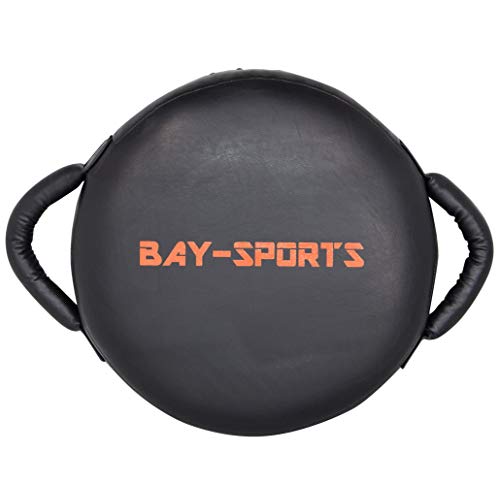 Bay UFO RUND 34 x 34 x 13 cm schwarz/orange Leder PU Schlagpolster, Schlagkissen, Pratze Pratzen Bodyshield Kickboxen Thaiboxen Muay Thai von BAY Sports