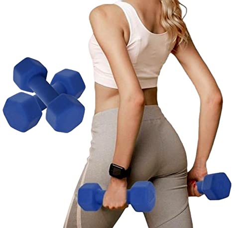 2er Set Neopren Kurzhanteln Set | Gymnastik Hantel [2 x 1,5 kg] - Fitness Gewichte | rutschfeste Aerobic Hantel [Farbe - blau] - Übung Hantelset 2 Stück für Damen und Herren | Krafttraining - Workout von Bayli
