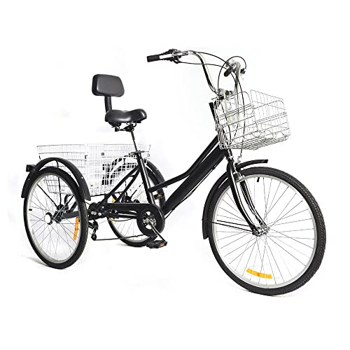 Dreirad Für Erwachsene 24 Zoll 3-Rad Fahrrad 7 Gang Trike Erwachsenendreirad Premium City Bike Verstellbare Senioren Trike Cruise Einkaufsrad Mit Korb (B) von Bazargame