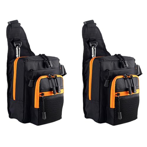 Bcowtte 2 x wasserdichte Angeltasche für Angelruten große Kapazität Angelrolle Tasche für Outdoor-Ausrüstung ein schwarzer Schultergurt, Schwarz von Bcowtte