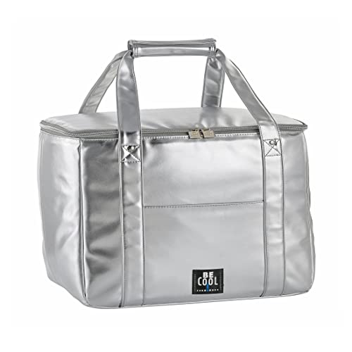 Be Cool Sehr große City Kühltasche in Silber XL Silber 37 x 26 x 36cm, 36 L Volumen mit Breiten Tragegriffen für Picknick, Schule, Ausflüge, Reisen von Be Cool