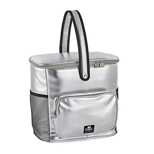Große Be Cool City Basket Kühltasche in Silber M, 33 x 18 x 30cm, ca. 17,5 Lvolumen mit Breiten Tragegriffen für Picknick, Schule, Ausflüge, Reisen von Be Cool