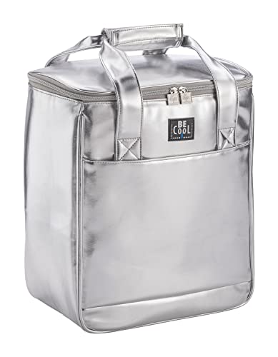 Isolierte wasserdichte Flaschen-Kühltasche Fun Bottle-Bag Silber auch als Kühlbox einsetzbar, 18 x 13 x 36 cmH, 18,5 Liter Volumen von Be Cool