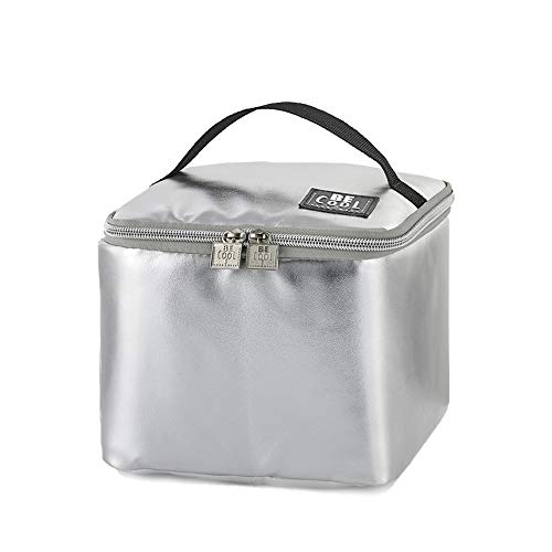 Isolierte wasserdichte Kühltasche City in Silber Mini - ideal für Kosmetik oder Medizin, Mini-Kühlbox 18 x 18 x 15cm, ca. 4,5 L Volumen von Be Cool