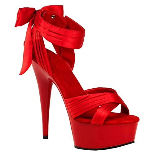 BeAUZQ 6IN Stiletto High Heel Sandalen Damen Sexy Bowknot Design Sandalen Casual Urlaub Hochzeit Kleid Nachtclub Pumps Schuhe Größe 34-46,Rot,36 von BeAUZQ