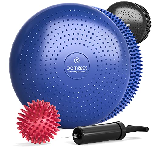 Balance Kissen Balancekissen Ballsitzkissen Set + Igelball, Pumpe, Trainings-eBook | Ballsitzkissen Sitzballkissen Stabilitätskissen Cushion Sitzkissen Wackelkissen Gleichgewichtskissen Balancegerät von BeMaxx